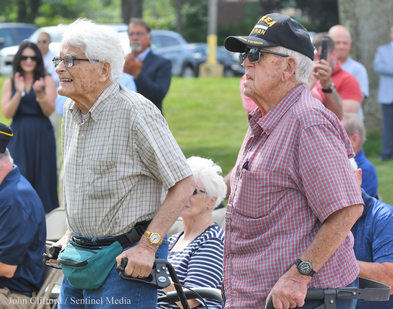 Korean War veterans Bernard Hurlbut (1951-52) and Richard Hallenbeck Sr. (1951-53 and active reserve until 1959) stand to be acknowledged as veterans of the "forgotten war."