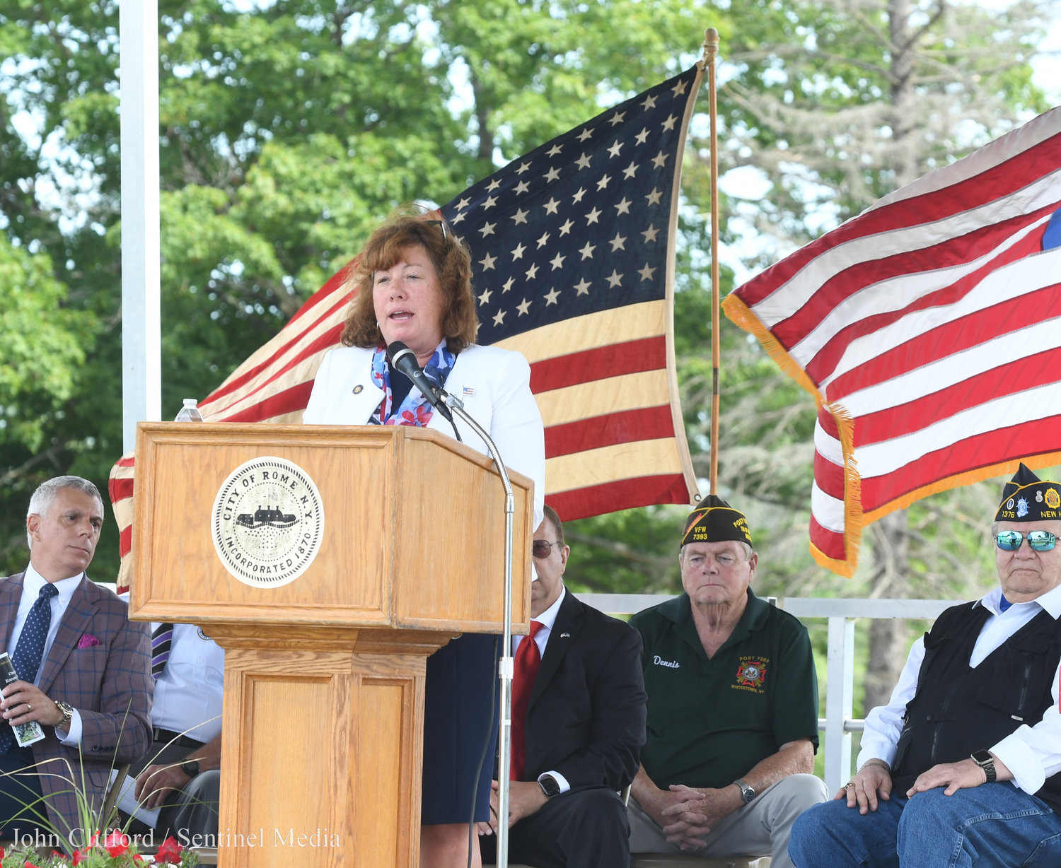 Assemblywoman Marianne Buttenschon speaks during the dedication ceremony on July 27, 2022.
