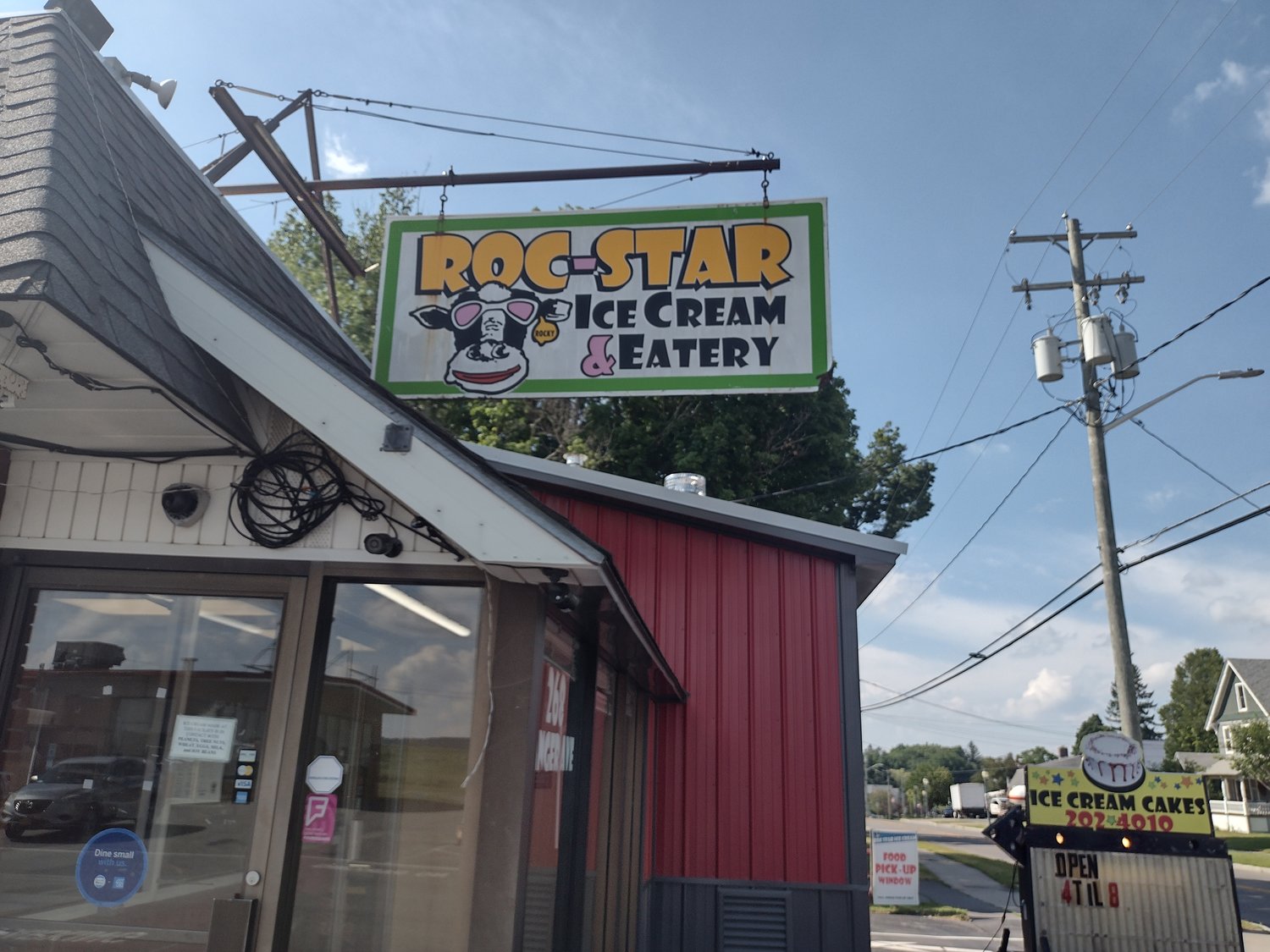 Pictured is the exterior of Roc-Star Ice Cream & Eatery in Waterville.