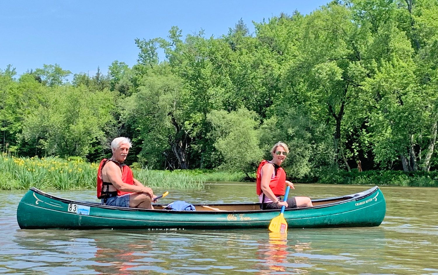 Grandmaster Clifford Crandall Jr. and his wife, Amanda, canoe on the Susquehanna River near Cooperstown in Otsego County.