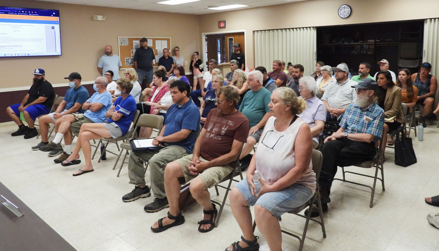 Local residents pack the room at the Westmoreland Joint Zoning Board of Appeals and Planning Board's meeting on Tuesday, Aug. 2 where SunEast Skyline Solar's project around the intersection of Griffin and Valley View Roads within the towns of Westmoreland and Kirkland was discussed.