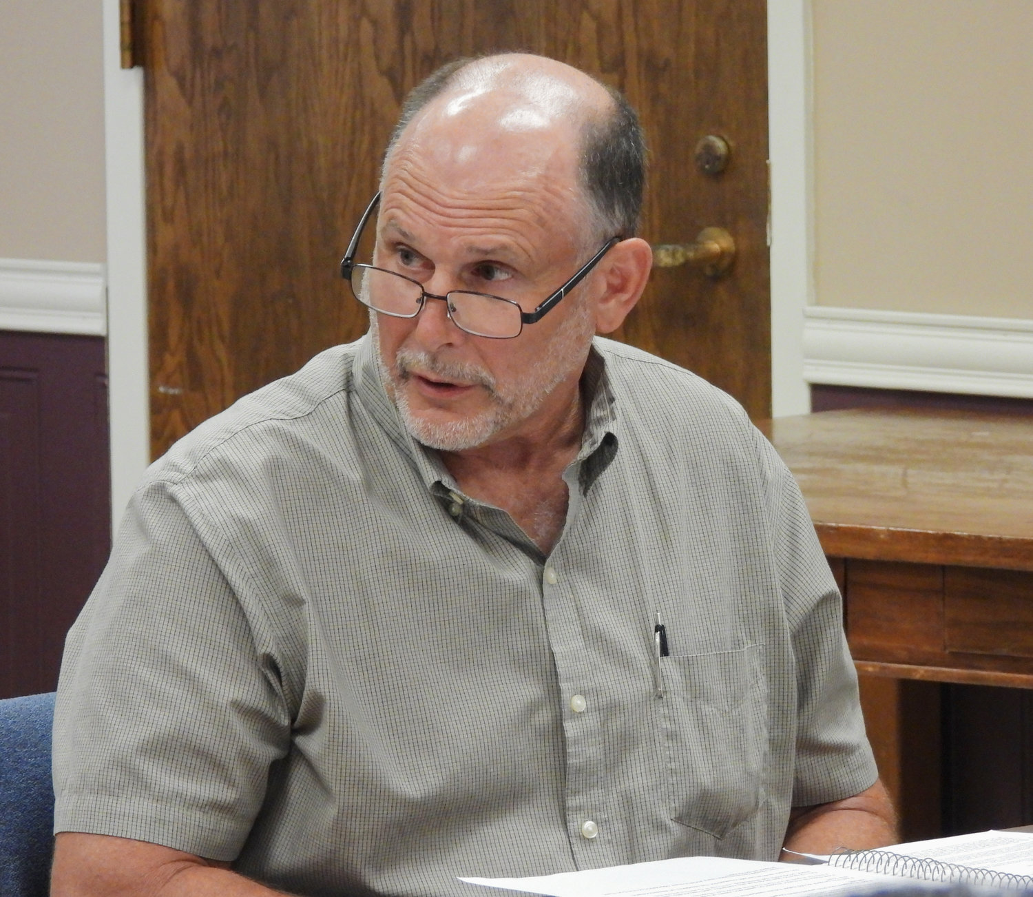 Board Member Roger Potenski speaks at the Westmoreland Joint Zoning Board of Appeals and Planning Board's meeting on Tuesday, Aug. 2 where SunEast Skyline Solar's project around the intersection of Griffin and Valley View Roads within the towns of Westmoreland and Kirkland was discussed.