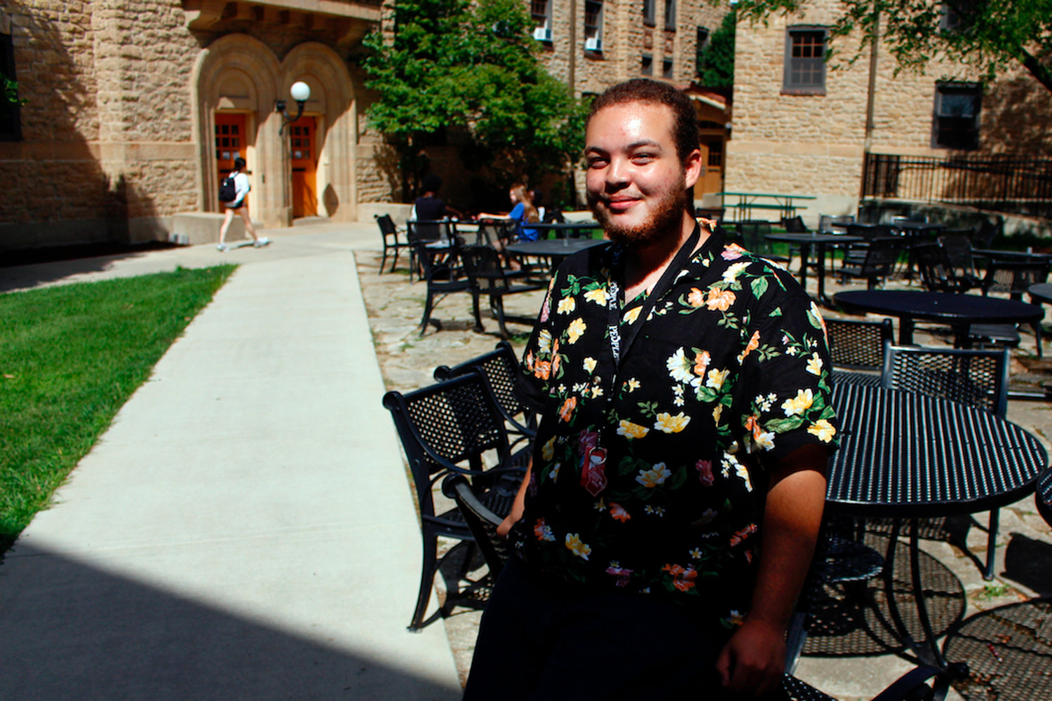 Angel Hope poses at the University of Wisconsin, in Madison, Wis., July 27, 2022. He was there for an intense six-week summer bridge program for students of color and first-generation students at the university. Hundreds of thousands of recent graduates are heading to college this fall after spending more than half their high school careers dealing with the upheaval of a pandemic. Hope says he didn't feel ready for college after online classes in high school caused him to fall behind but says the bridge classes made him feel more confident. (AP Photo/Carrie Antlfinger)