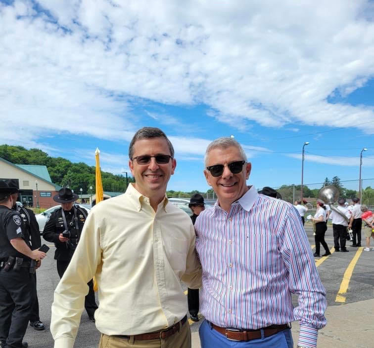 Congressional candidate Steve Wells, left, a Republican running for election in New York’s 22nd District, is shown posing for a photo with Oneida County Executive Anthony J. Picente Jr., recently. Wells received endorsements from Picente, State Sen. Joseph A. Griffo, R-47, Rome; and Rome Mayor Jacqueline M. Izzo.