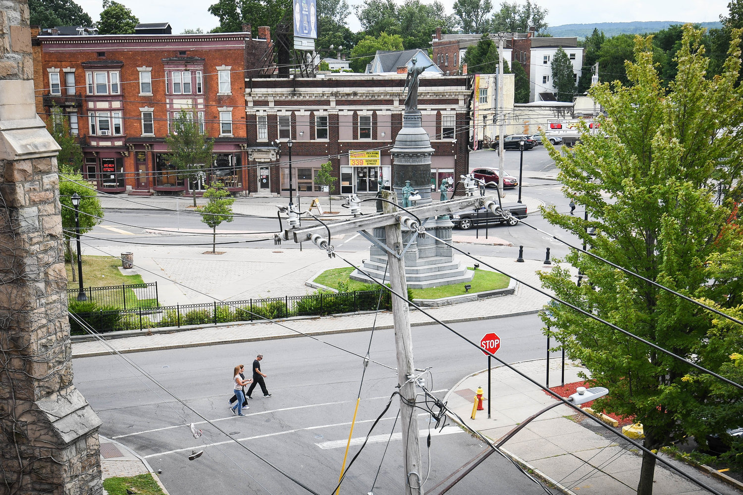 A view of Oneida Square from the roof of Cornerstone Plymouth Bethesda Church in Utica.