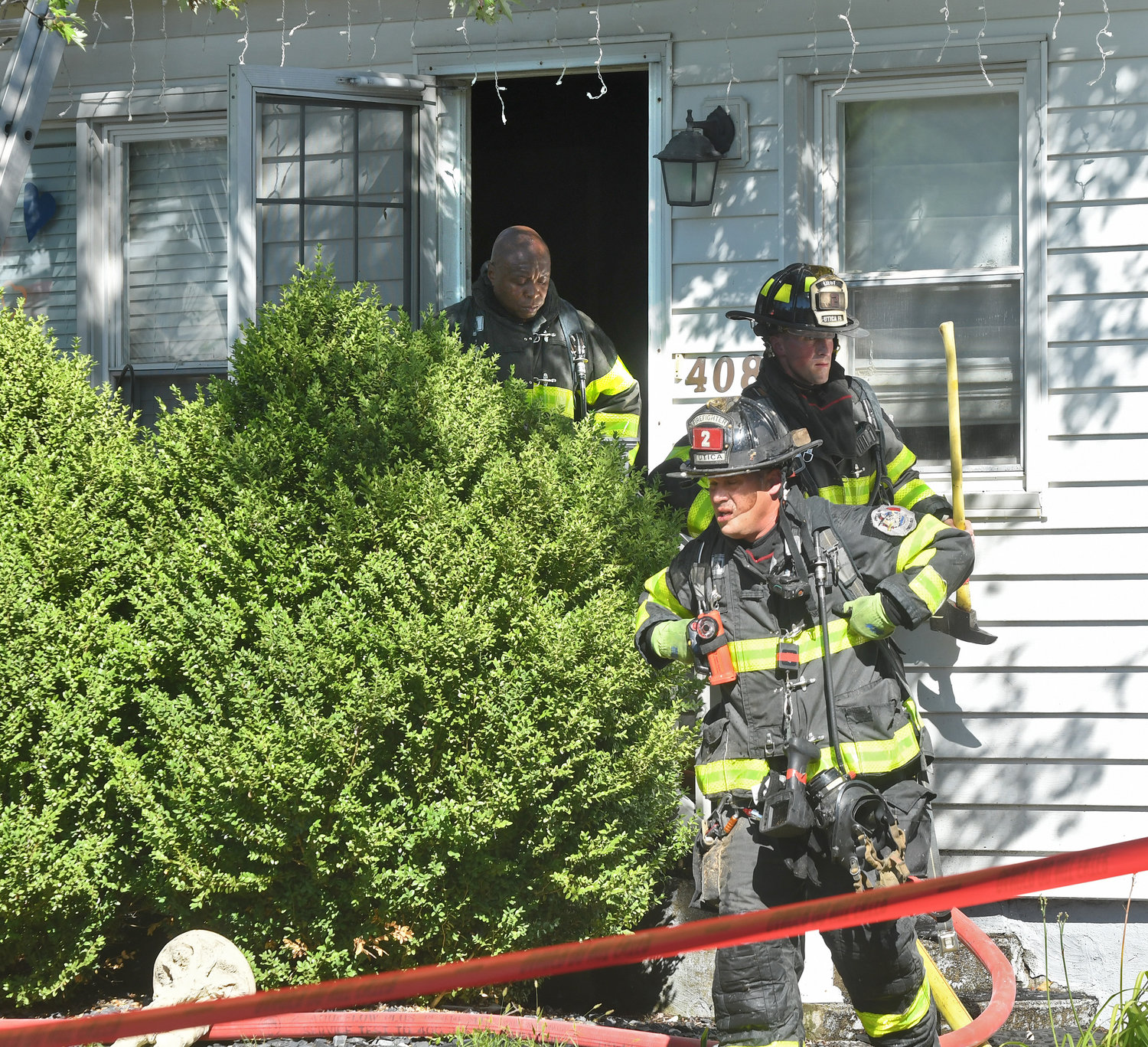Utica firefighters were able to save the residence on Buchanan Road on the city's north side Thursday afternoon. Crews battled from inside the home, and were able to put tarps over the family's property to spare it from fire and water, according to the Utica Fire Department.