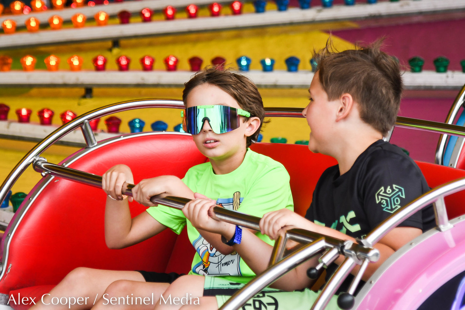 Fairgoers ride the Rock & Roll on Thursday at the Herkimer County Fair in Frankfort.