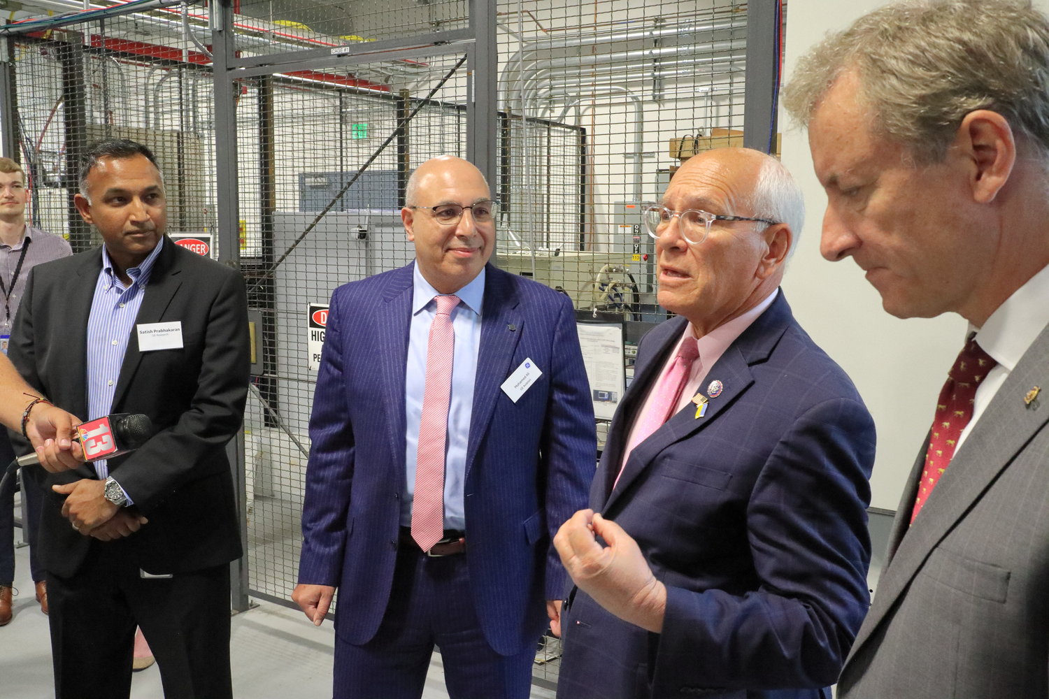 From left, Satish Prabhakaran of GE Research, Mohamed Ali of GE Aviation, U.S. Rep. Paul Tonko, D-Amsterdam, and U.S. Rep. Matt Cartwright, D-Pennsylvania, are shown during a tour of GE Research‚Äôs headquarters in Niskayuna on Wednesday, Aug. 17.