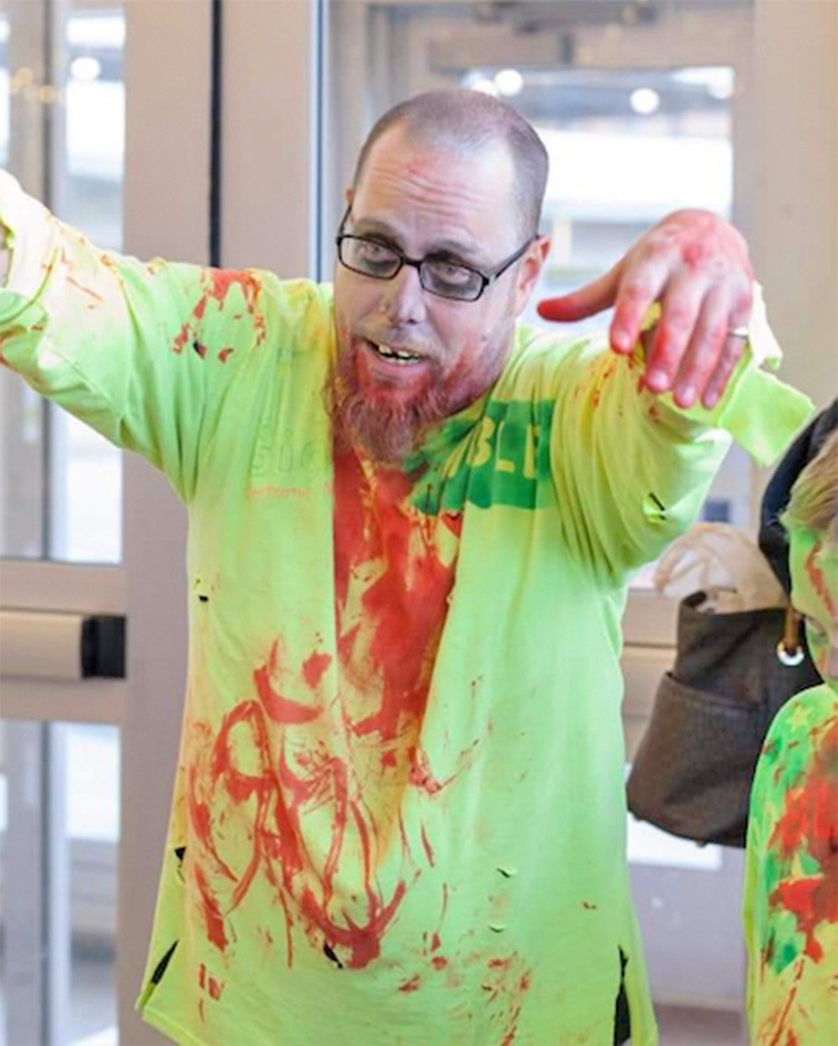 A zombie attendee goes hunting for brains at a previous Sci-Fi Horror Fest.