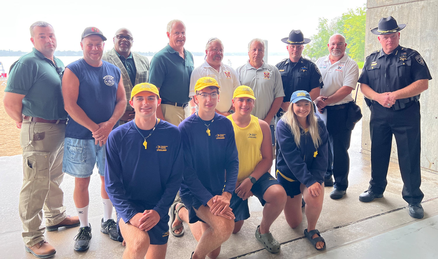Lake Delta lifeguards, Western firefighters and AmCare Ambulance personnel were honored by Oneida County Sheriff Robert M. Maciol, right, for their efforts to save the life of an unresponsive, 11-month-old baby at the state park on July 5. All those involved were honored Monday morning.