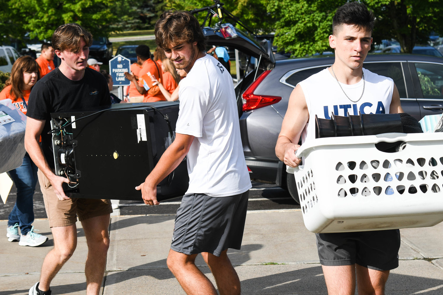 Current students help Utica University’s Class of 2026 move into their dorms on Tuesday.