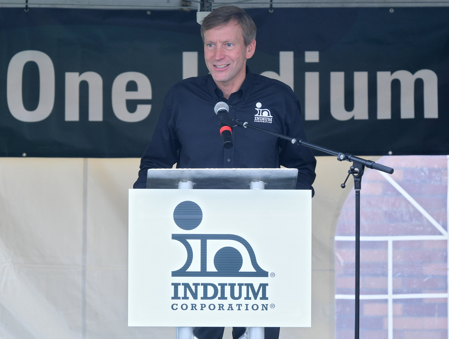 Ross B. Berntson, president and chief operating officer at Indium Corporation, speaks during a Wednesday press conference on Success Drive, Rome, about the recruiting event where they hope to hire 20 people.