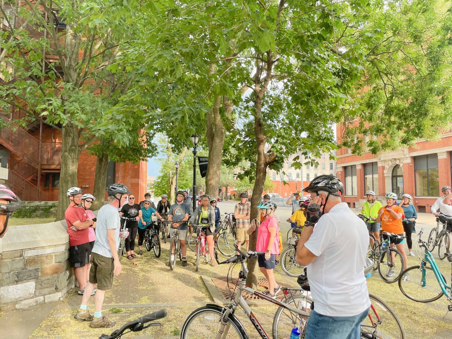The public is invited to Tuesdays on the Towpath in Utica, where all manner of topics will be discussed along the Erie Canal while biking its trails on Tuesday, Sept. 6. Pictured is the Oneida County History Center’s Tuesdays on the Towpath 2021 ride.