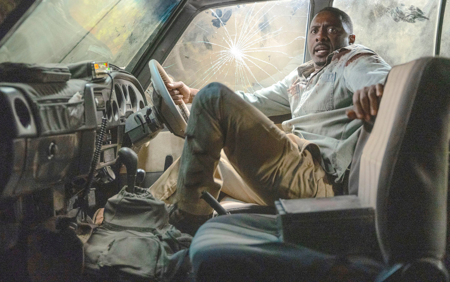 Idris Elba in a scene from “Beast.”