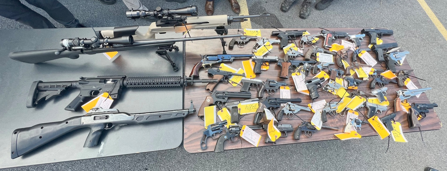 Assault rifles, hunting riffles, handguns and more were traded in for gift cards at the gun buyback event in Utica on Saturday, hosted by the New York State Attorney General’s Office. A total of 296 firearms were turned over to the authorities.