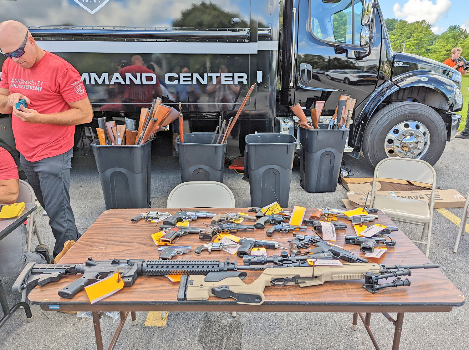 Assault rifles, hunting riffles, handguns and more were traded in for gift cards at the gun buyback event in Utica on Saturday, hosted by the New York State Attorney General’s Office.