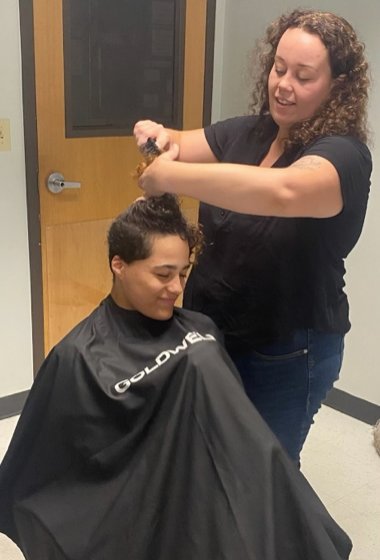 Stylists at The Next Level Barbershop in New Hartford, Critter Maldonado, Niki Marie’s Salon, Olyvia Manella and Style on Main, Isabel Casler, all donated their time and services to youths on Monday at the RIYS office in Utica.