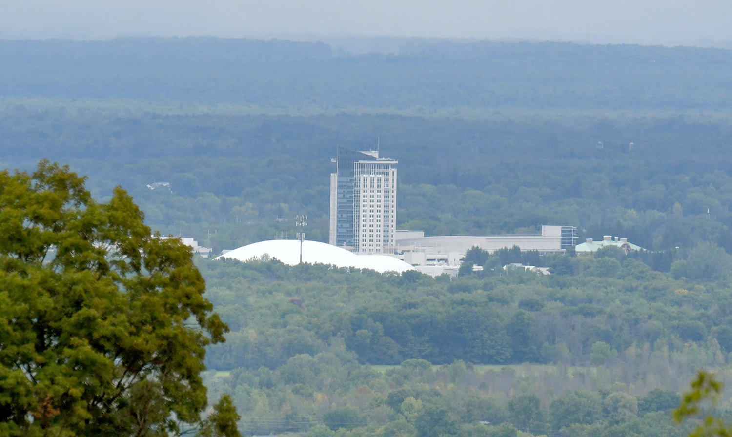The Turning Stone Resort Casino with its iconic Tower Hotel rises up in this view from Peterboro Road in Oneida. Officials say a massive expansion at the resort, the largest in 20 years, will nearly double its convention and meeting space and also include a new hotel.