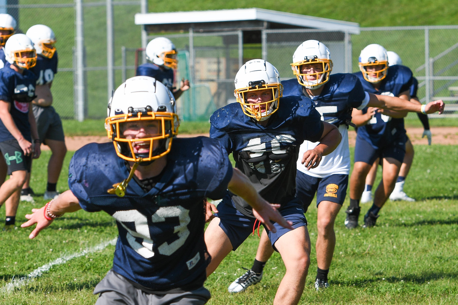 Central Valley Academy players warm up during an afternoon practice on Aug. 24 in Ilion.