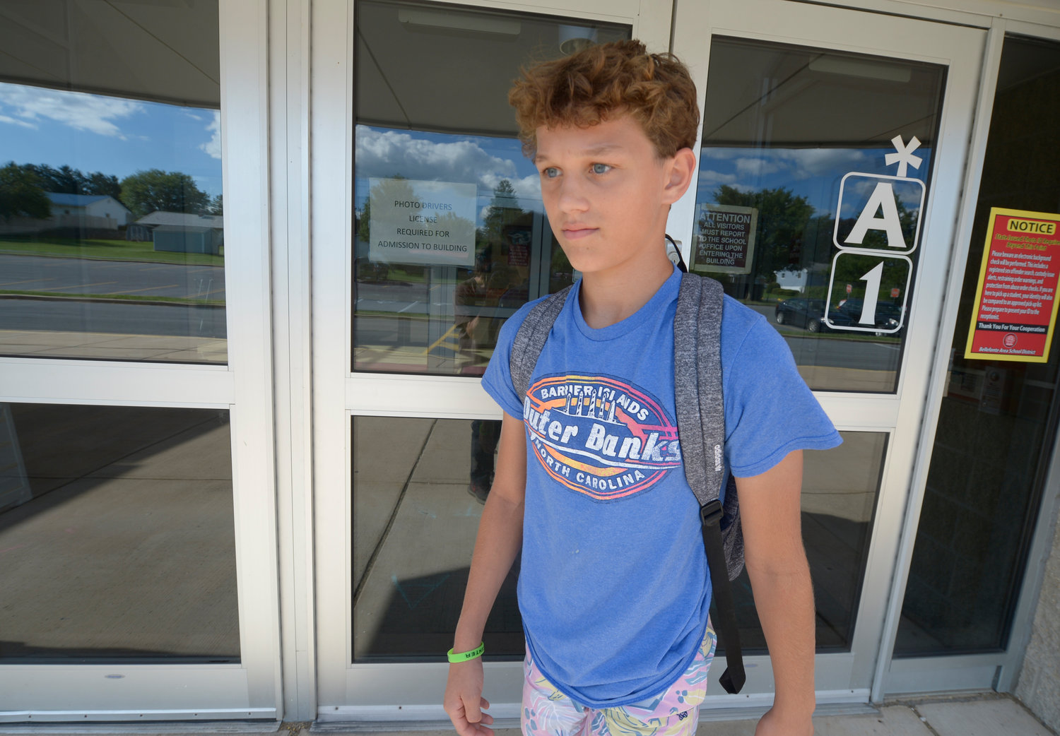 Braylon Price, 13, heads home from Bellefonte Middle School in Bellefonte, Pa., recently. The teenager was among more than 45,000 Pennsylvania students whose parents elected to take advantage of a new state pandemic-era law option of holding their child back a year in school. He repeated the sixth grade.