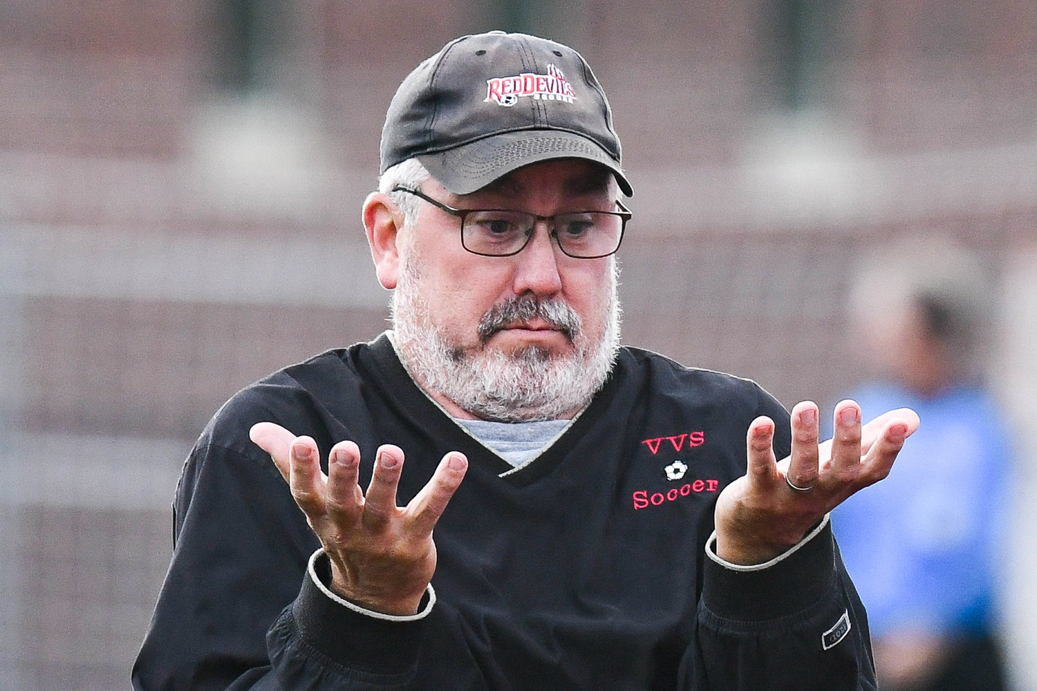VVS head coach Frank Mitchell reacts on the sidelines during the soccer game against Proctor on Tuesday.