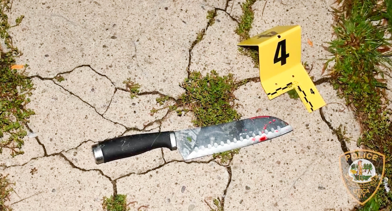 An evidence photo of the knife wielded by David Litts before he was shot and killed by Utica Police officers.