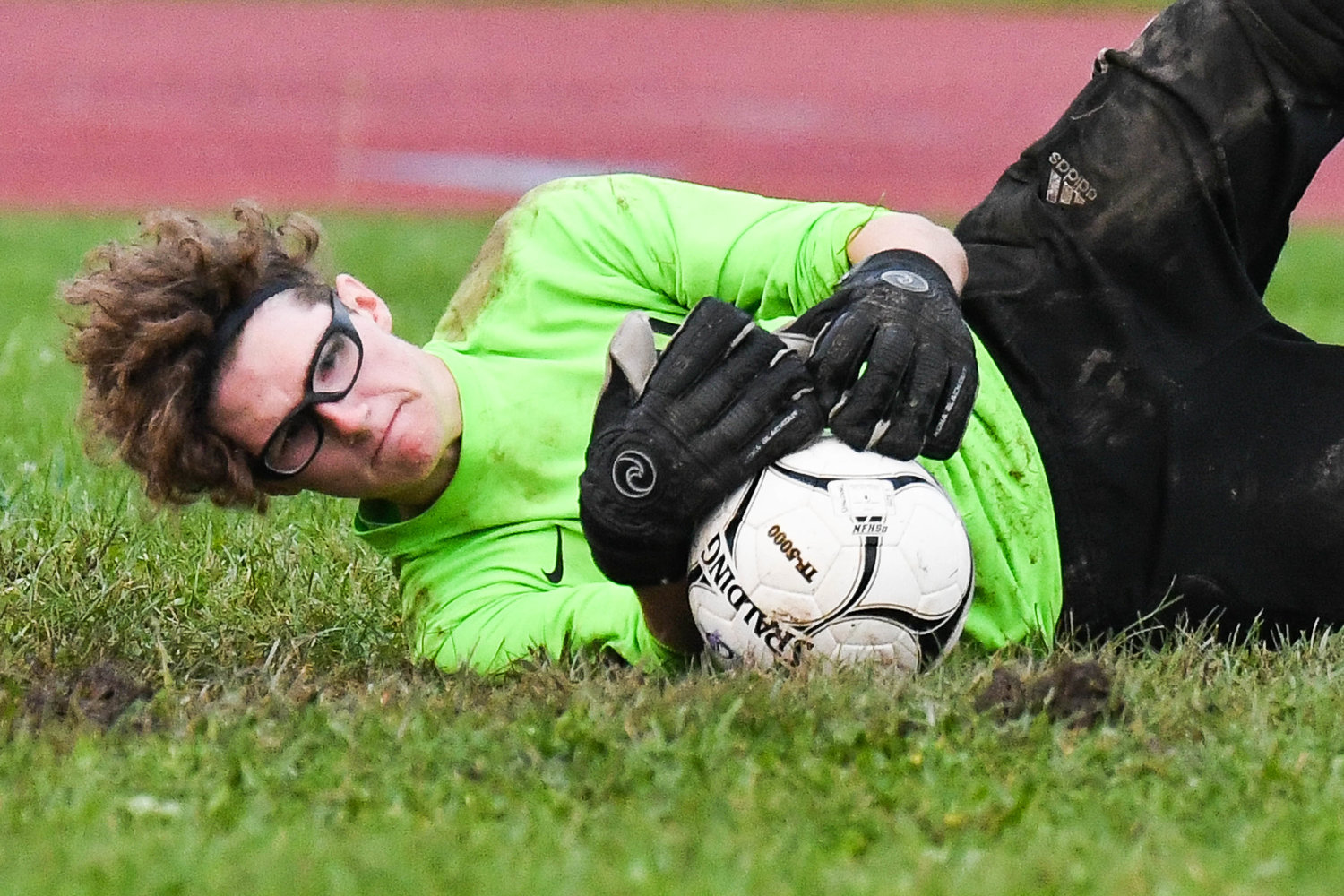 Little Falls goalie James Longwell makes one of his six saves against Clinton on Tuesday. Longwell and the Mounties won 3-1 at home.