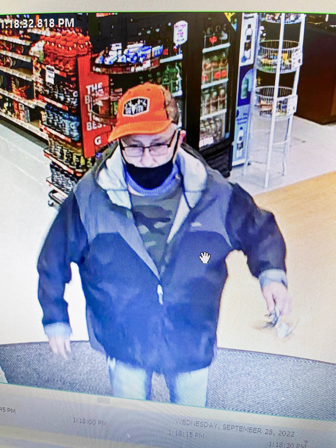 This suspect is wanted as part of a larceny investigation at Kinney Drugs on Oriskany Boulevard in Whitesboro Wednesday afternoon. Anyone who recognizes him is asked to call the Whitesboro Police Department at 315-736-1944.