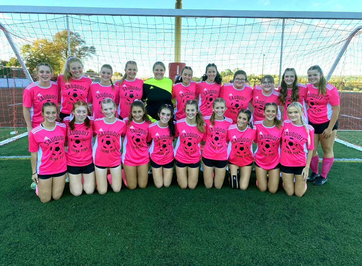 The Sauquoit Valley varsity girls soccer team raised $925 at their Think Pink game on Thursday, Sept. 29.