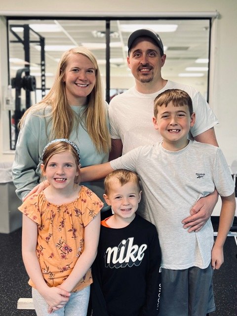 Timothy Miosek (top right) and his family look forward to their time together at the YMCA of the Tri-Valley, Oneida branch. Pictured with Tim are Cassandra Kenyon and (front l to r) Aleeah, Alec and Aiden.