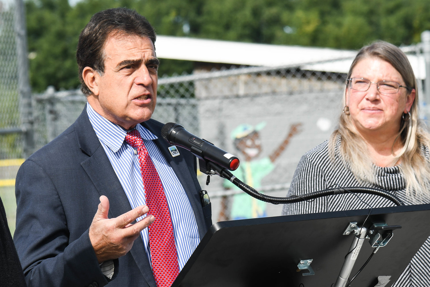 Utica Mayor Robert Palmieri speaks during an announcement for park accessibility and improvements on Monday, Oct. 3 at Wankel Park in South Utica.