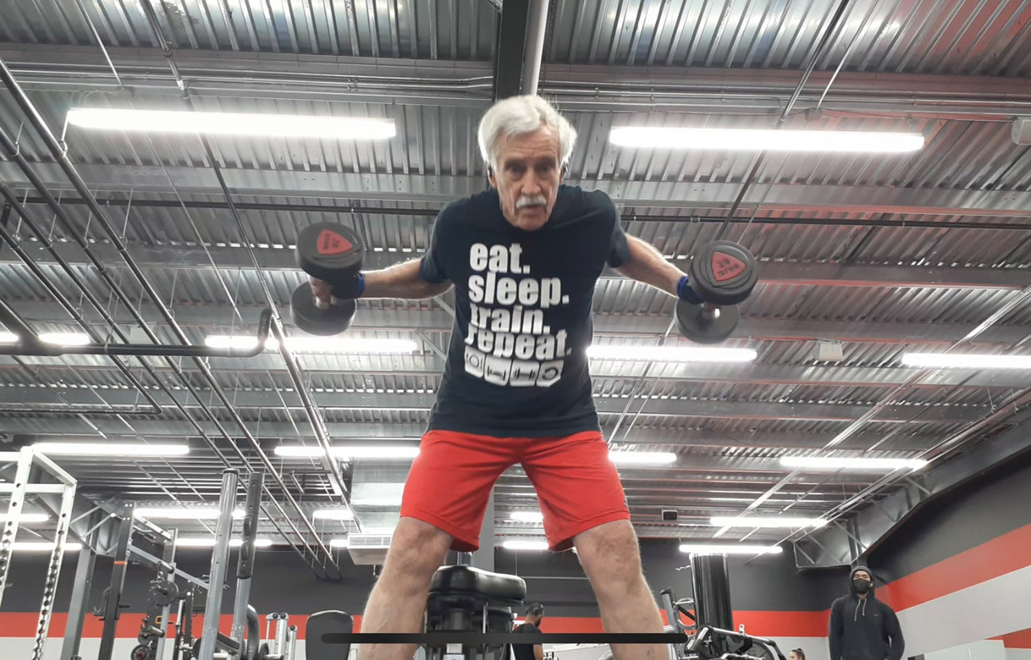 Grandmaster Clifford Crandall challenges himself with free weights, which work your balance and overall body, as well as the specific muscle group you’re working to improve.