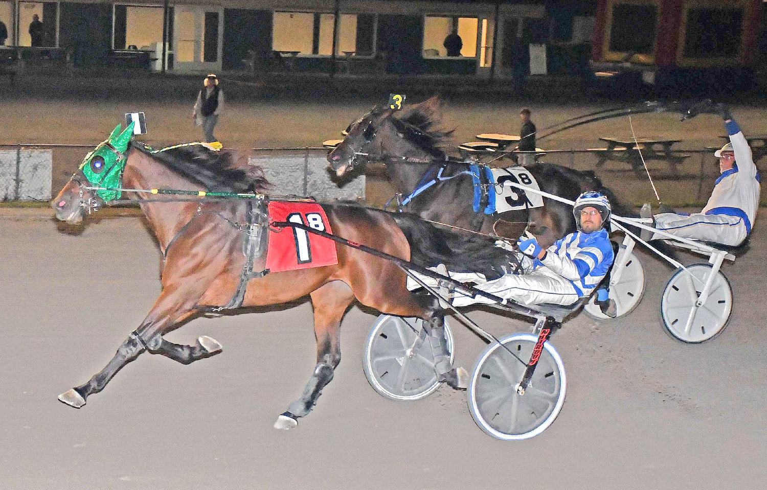 Ongoing Royalty and driver Steeven Genois won the featured $7,500 trot at Vernon Downs on Saturday. It was the horse's fourth straight win, and come in 1:55.1.