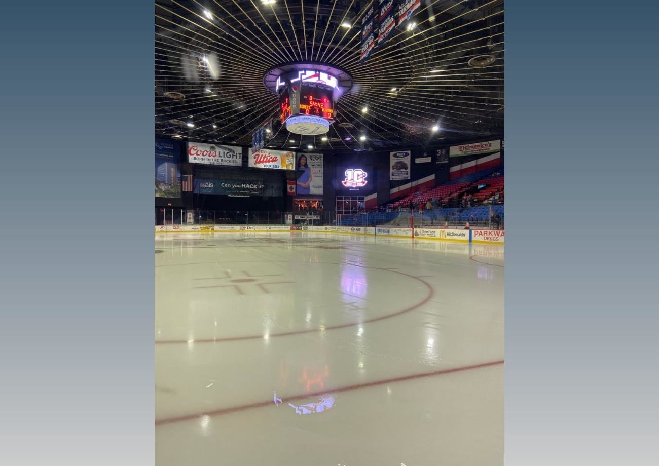 The Adirondack Bank Center is shown before Monday's game. The game was postponed late in the second period after the power went out.