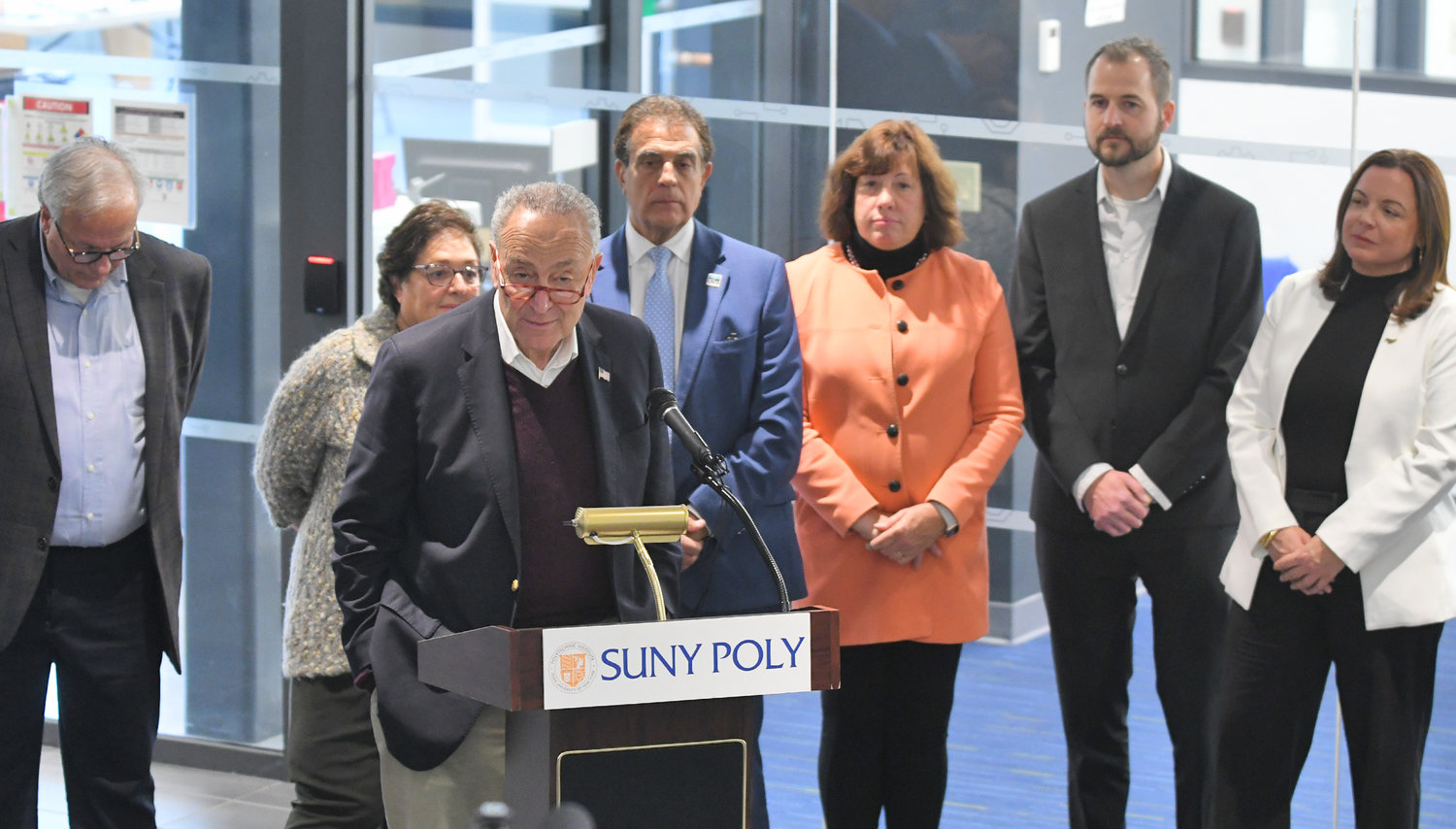 Sen. Schumer at the Micron investment press conference at SUNY POLY Thursday afternoon.