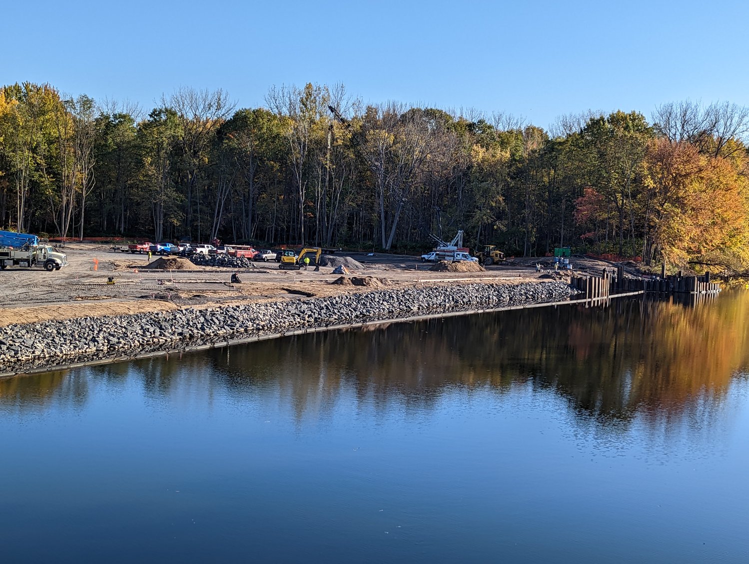 A construction crew begins work on the boat launch site on Cove Road in Verona. The project, officials say, will help to enhance fishing and boating recreational opportunities.