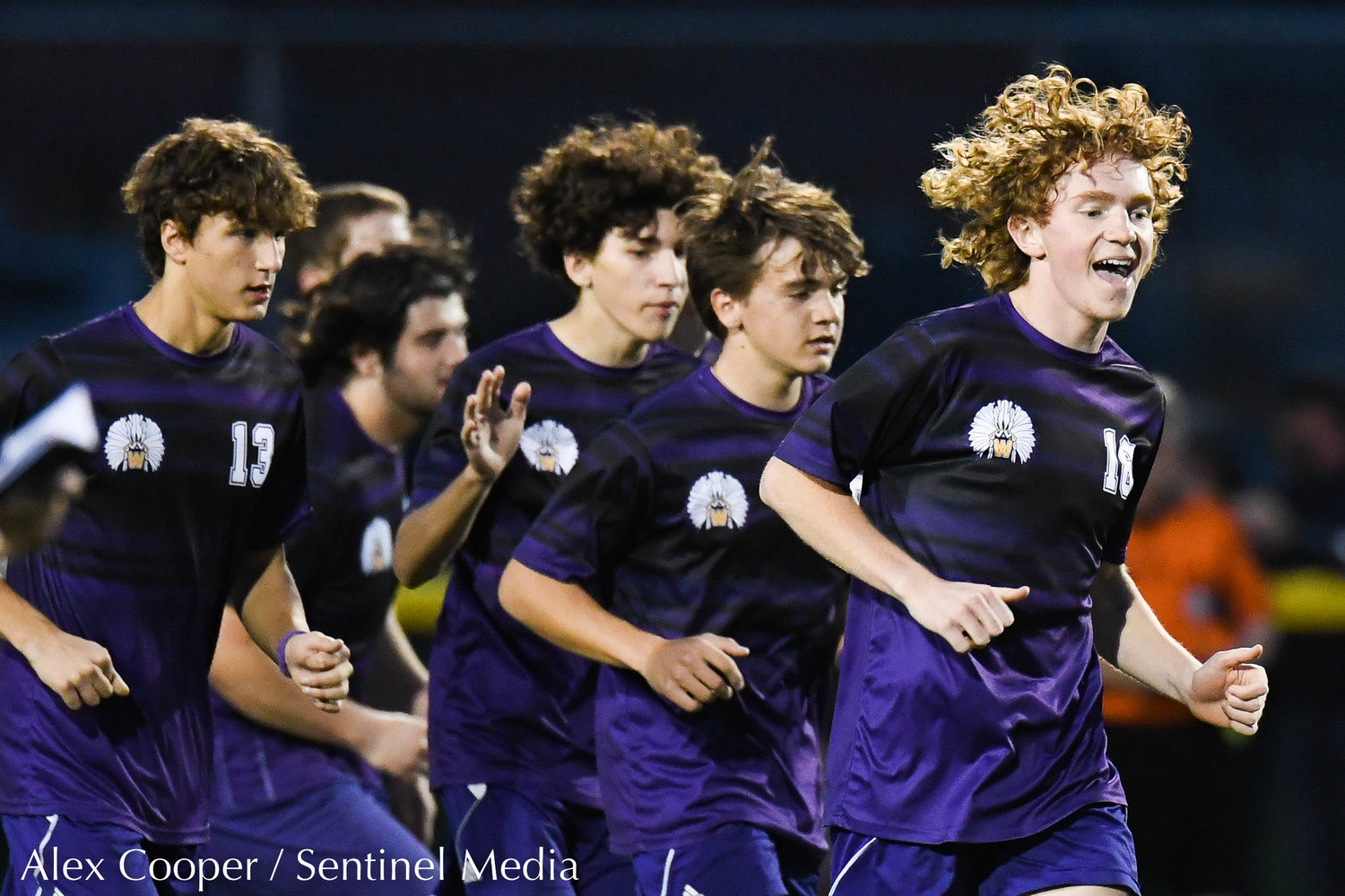 Waterville players celebrate after scoring a goal during the Class C boys soccer semifinals game against Mt. Markham on Wednesday, Oct. 26 at Canastota. Waterville won 2-1.