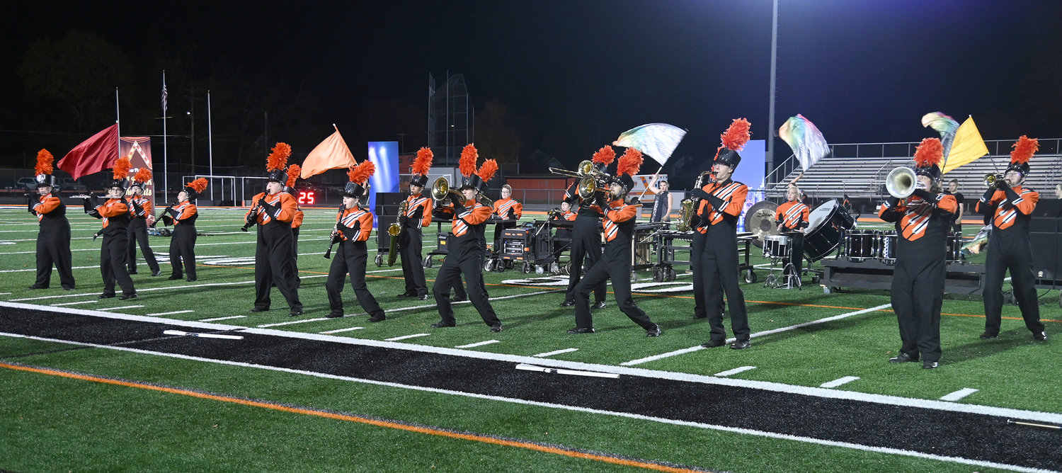 The Rome Free Academy Marching Band performs at halftime Oct. 21 during the football game at RFA stadium in Rome.