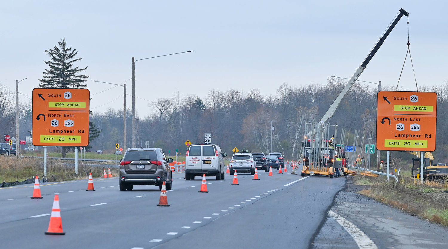 The roadwork is nearly complete and the new traffic rules are in place heading westbound into south Rome on Route 365.