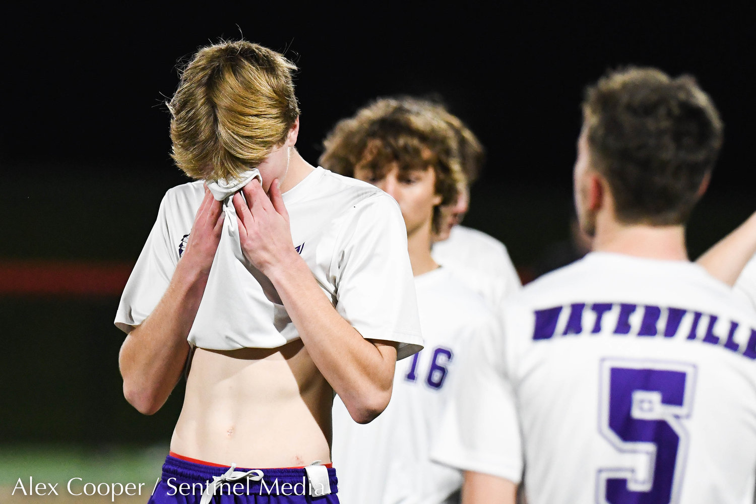 Waterville players react after losing the Section III Class C final 1-0 to Cooperstown on Tuesday, Nov. 1 at VVS High School.
