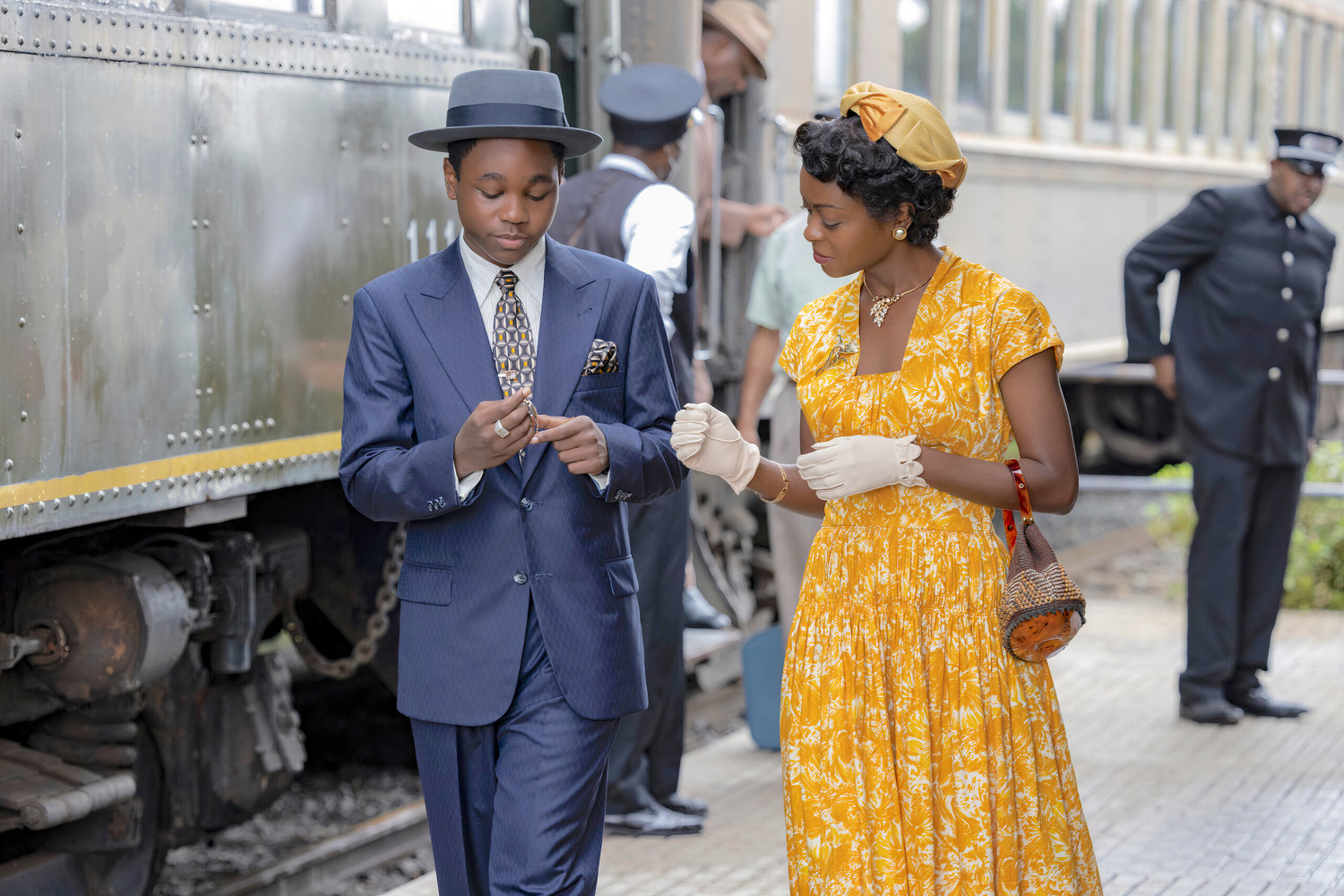 From left, Jalyn Hall as Emmett Till and Danielle Deadwyler as Mamie Till Bradley in “Till,” directed by Chinonye Chukwu, released by Orion Pictures.