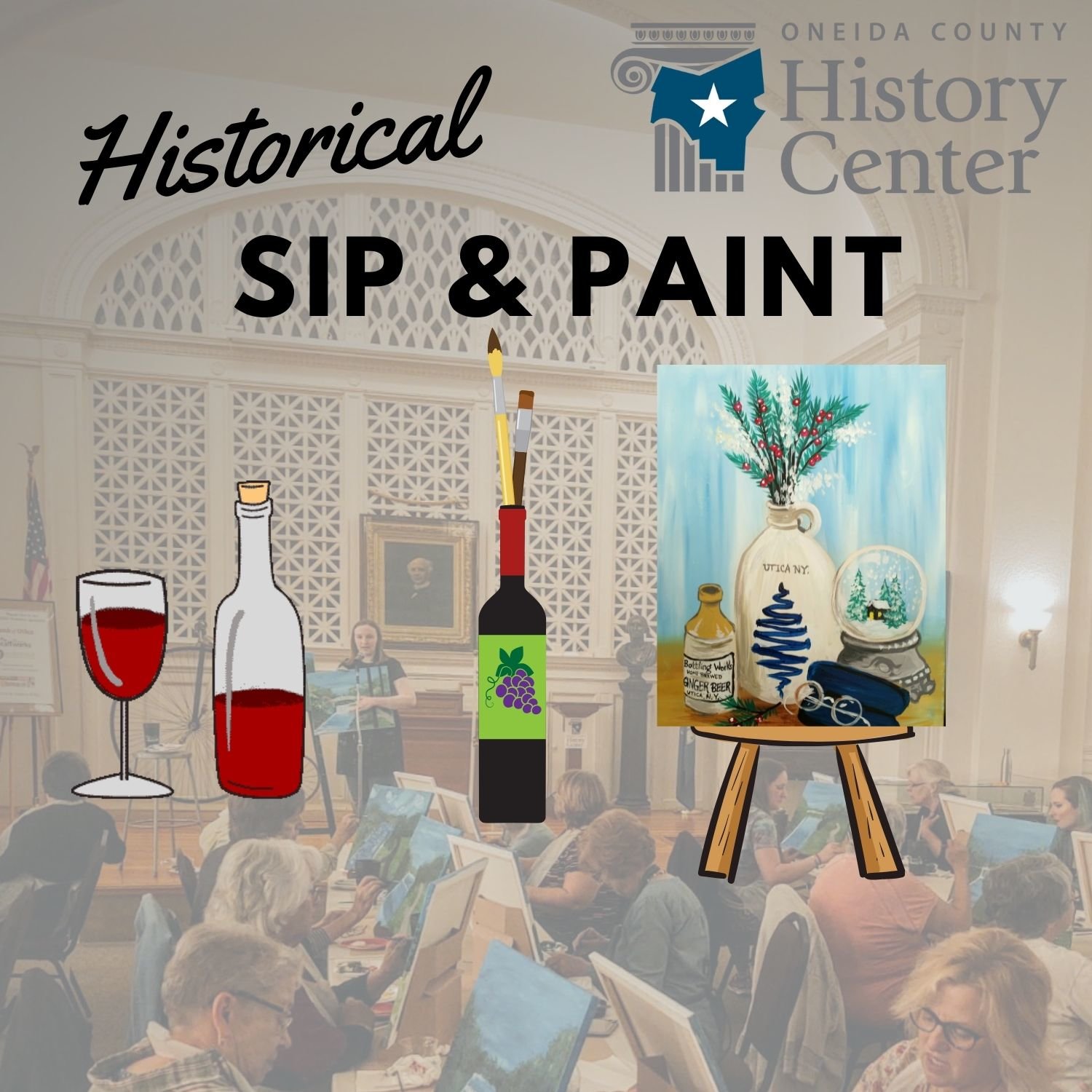 The Oneida County History Center hosts an Historical Sip and Paint from 1 to 3 p.m. Nov. 19 in its exhibit gallery​​​​​​​ in Utica.