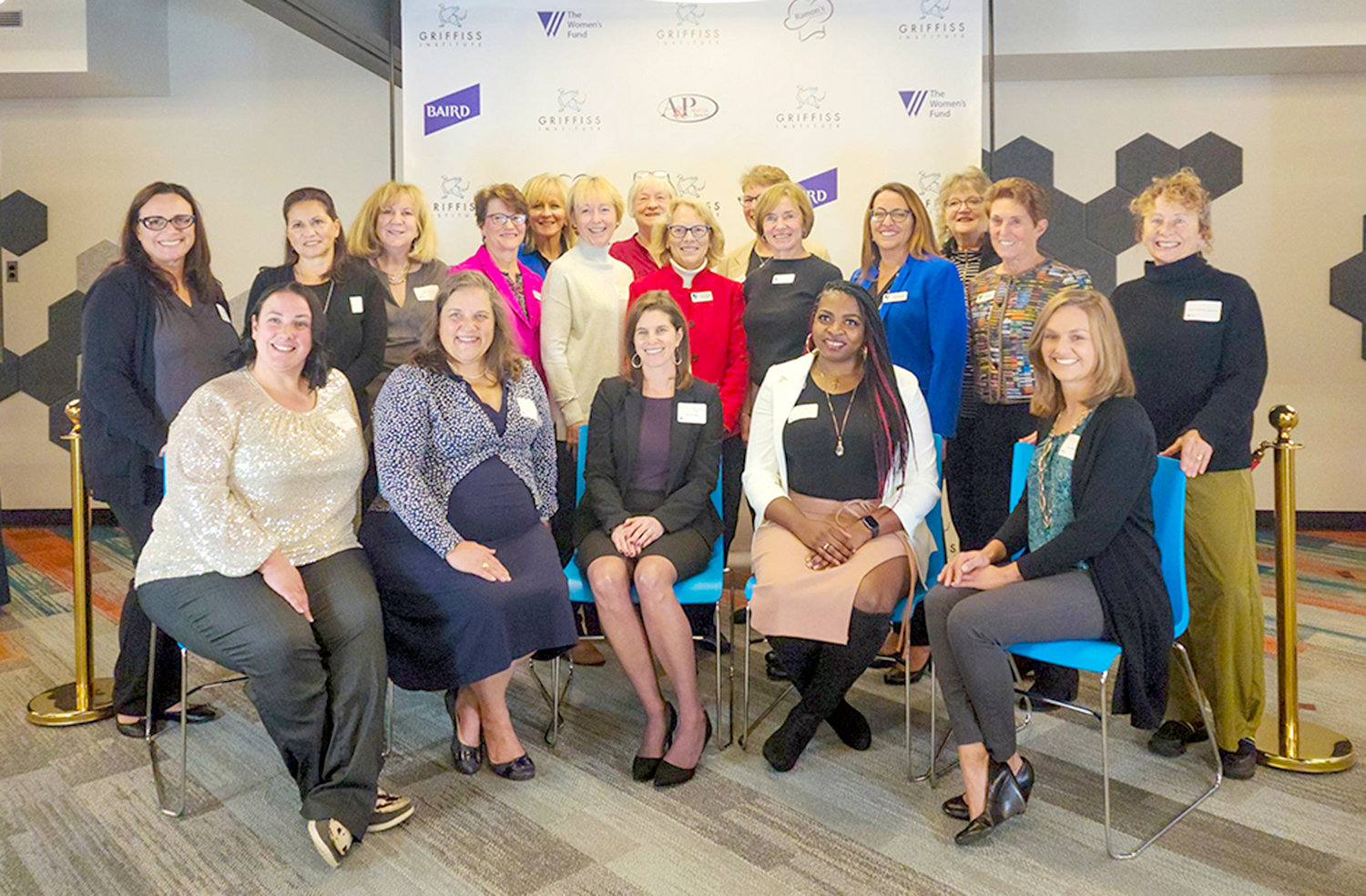 The owners of five area women-owned businesses in the region: TRM Environmental Consultants of Rome; Hilltop Marketing of Frankfort; The Cremeria in Clinton; New Beginnings Academy of Herkimer; and the A-List Salon and Beauty Bar in Utica – pose for a photo along with officials of The Women’s Fund of Herkimer and Oneida Counties at an awards ceremony at the Griffiss Institute on Wednesday. The owners were each awarded $5,000 to support the growth and development of their businesses.