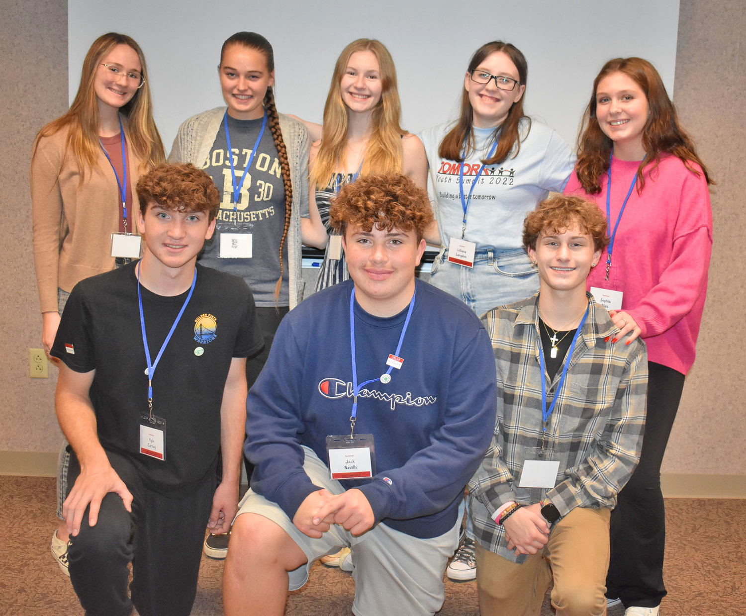 Herkimer Central School District students including, front row from left, Kyle Carney, Jack Nevills and Danny Bleaking and back row from left, Alyse Cannon, Victoria Staph, Madison Gargas, Lilliana Langdon and Sophia Bliss attended the 2022 Herkimer County Youth Summit Oct. 26 at Herkimer College.