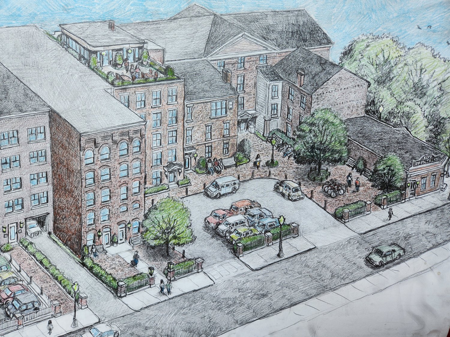 An illustration of what ​​​​​​Utica Mechanics Hall could look like is shown in this artist’s rendering. The project would be located in the Lower Genesee Historic District. With a budget of $18.5 million, the project is expected to include up to 58 market rate residential units, commercial space and dedicated parking.