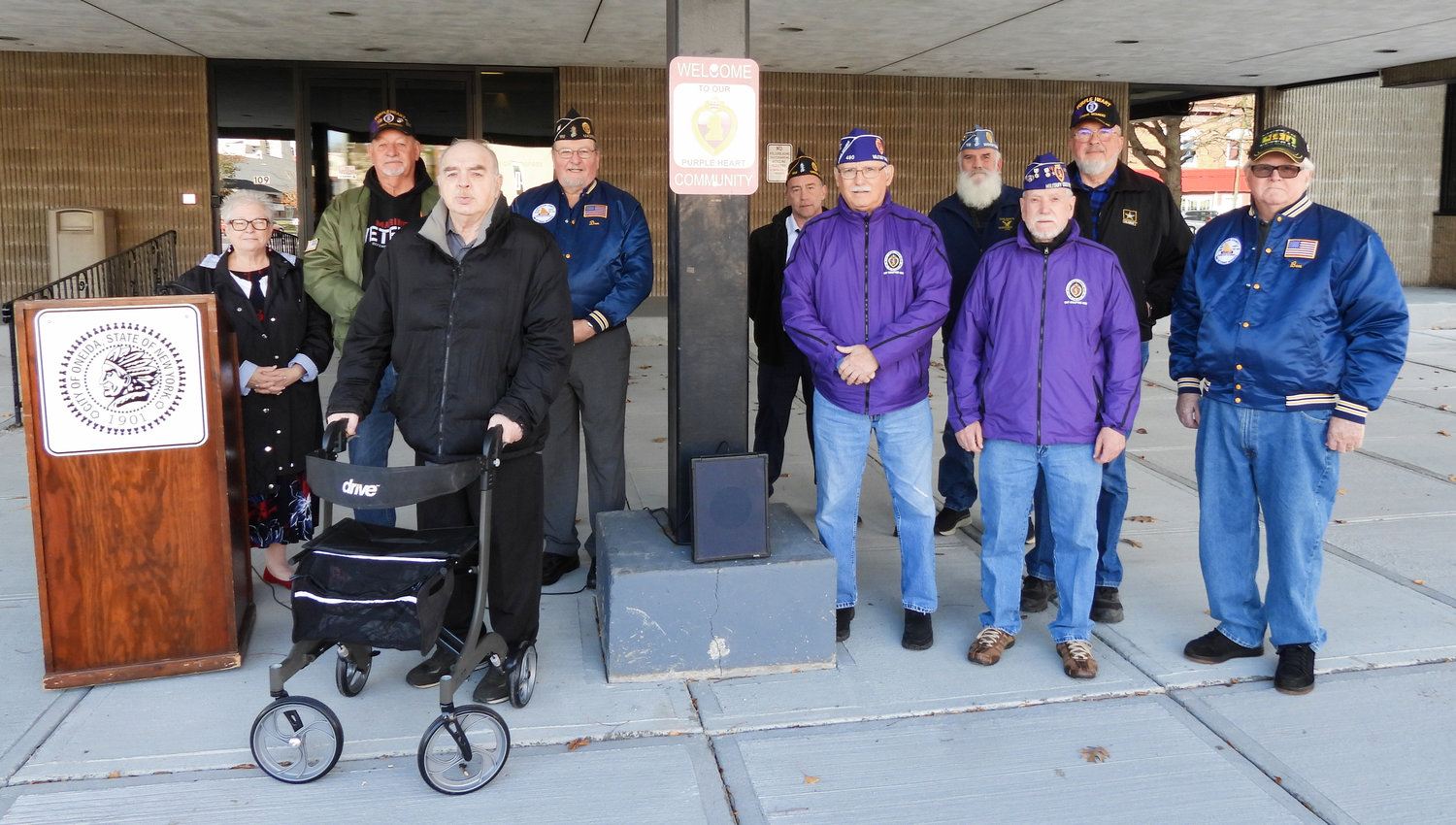 A dedication ceremony was held Monday, where Mayor Helen Acker and local veterans came together to highlight the city’s inclusion as a Purple Heart City.