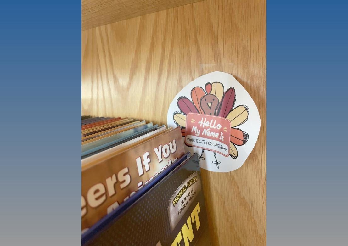 One of the creatively named turkey images that Herkimer Central School District seniors searched for during a turkey scavenger hunt in the Jr./Sr. High School Library Media Center.