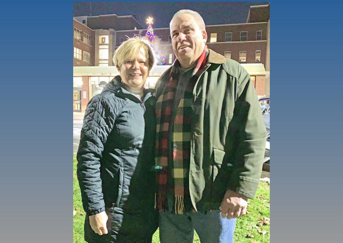 Recently retired from Rome Health, Jim Marquette was honored for his many years of service to the hospital by being named the honorary tree lighter for the Rome Twigs tree lighting on Sunday, Dec. 4. With him is his wife, Joan.