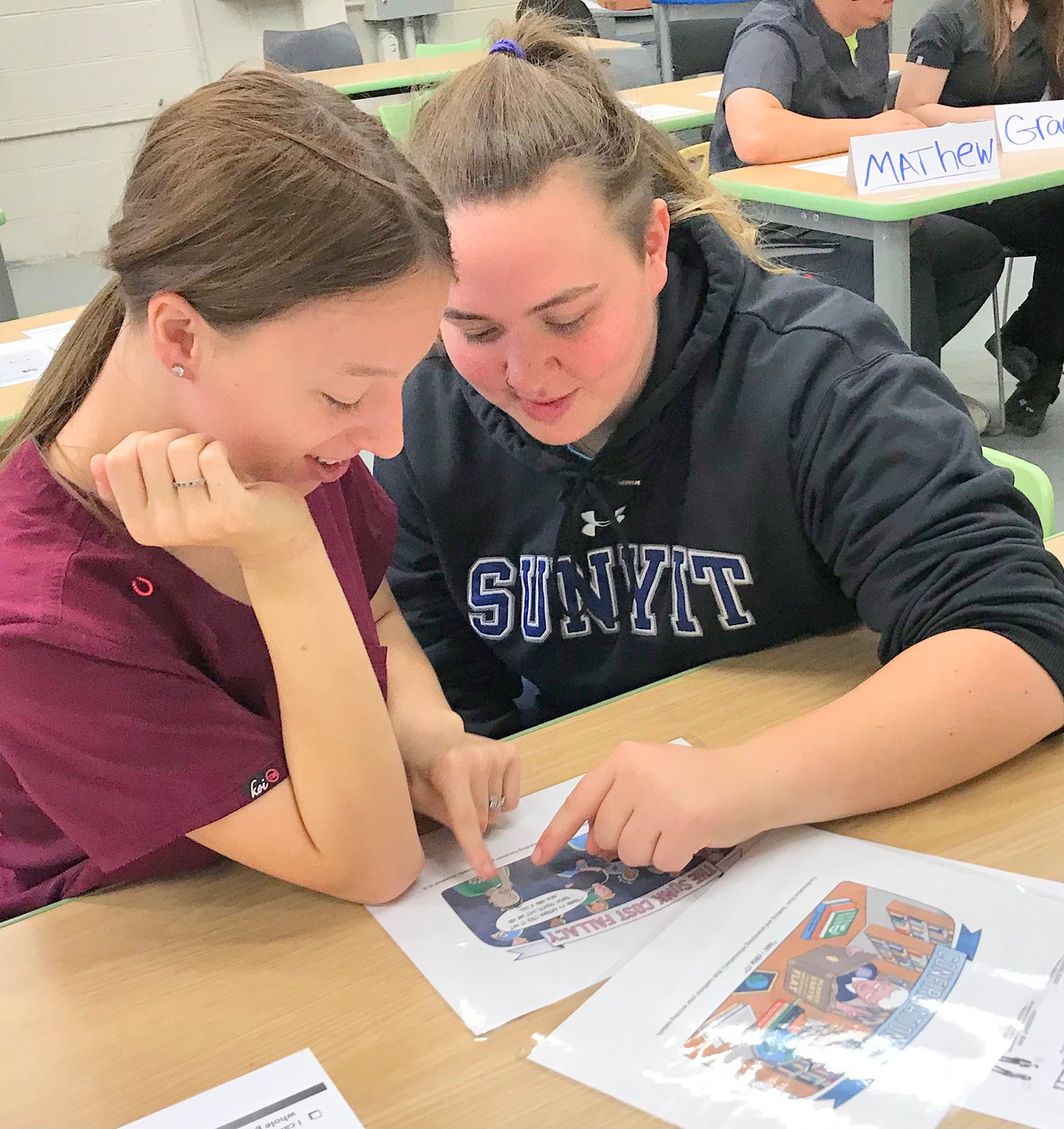Herkimer BOCES Health Science Careers students Madison Chapman of the Little Falls City School District, left, and Lindsey Pierson of the West Canada Valley Central School District recently participated in Diversity, Equity and Inclusion in the Workplace workshops.