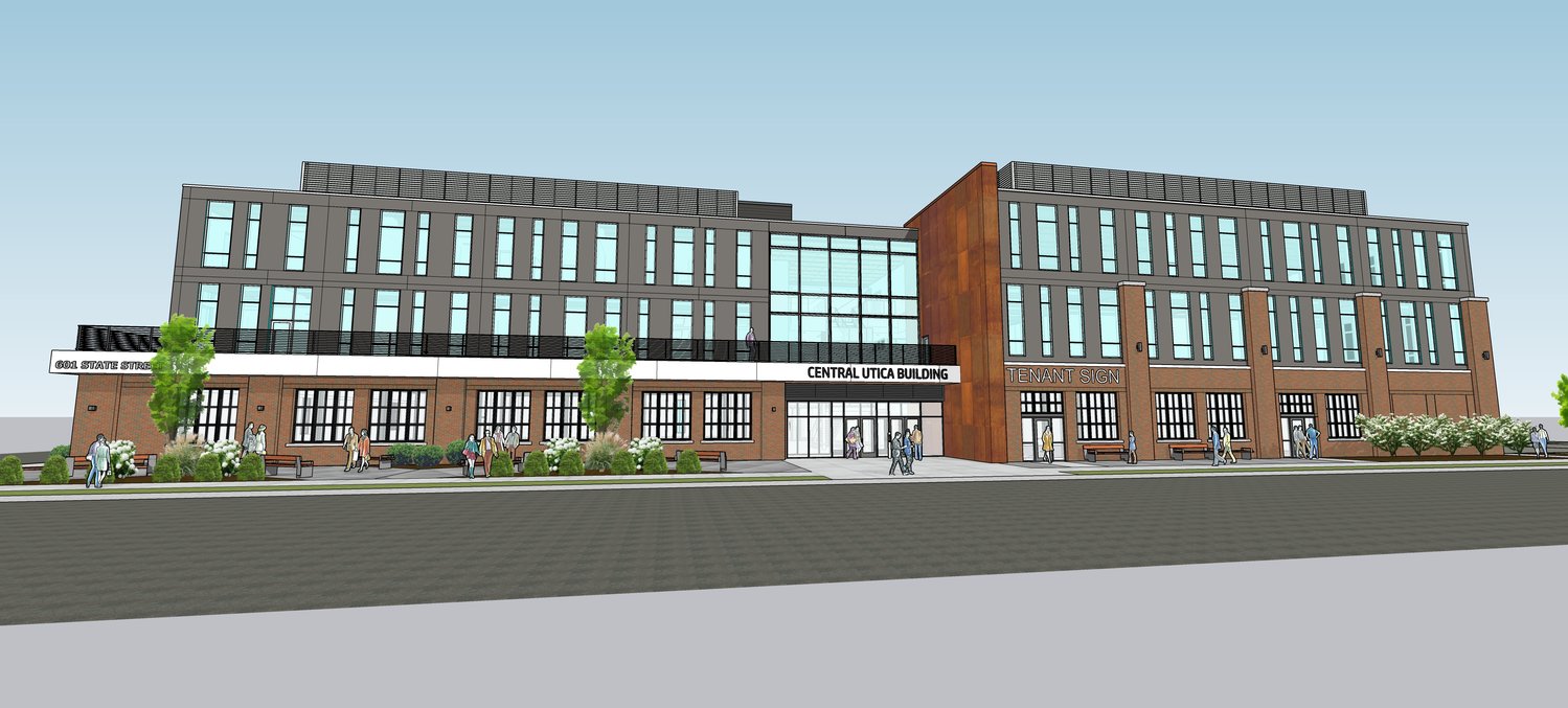 An artist’s rendering shows what a new medical office/ambulatory surgery center across from the Wynn Hospital may look like when completed on the corner of State and Columbia streets in Utica.